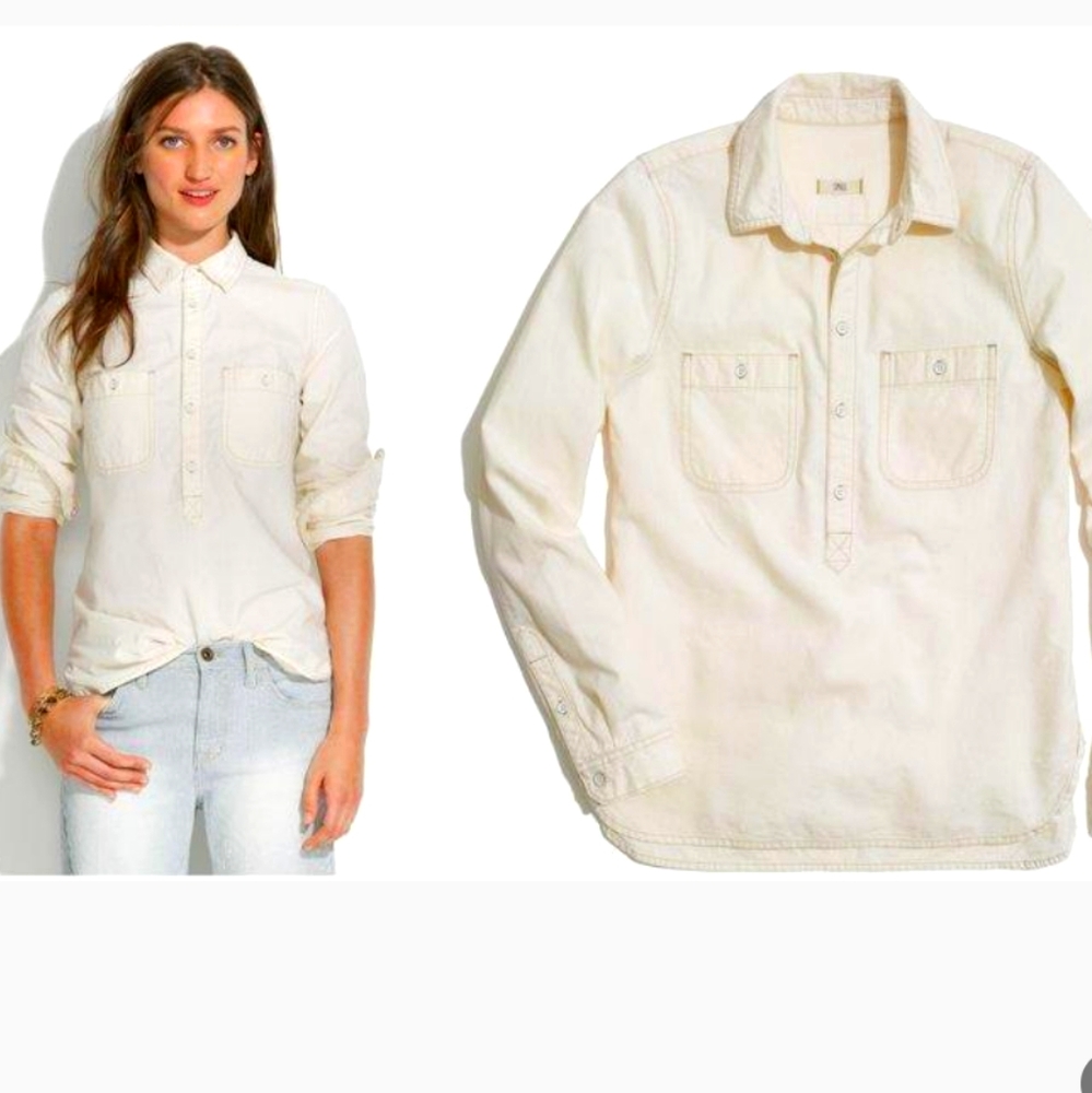 XS Madewell Popover Long sleeve denim Top Shirt